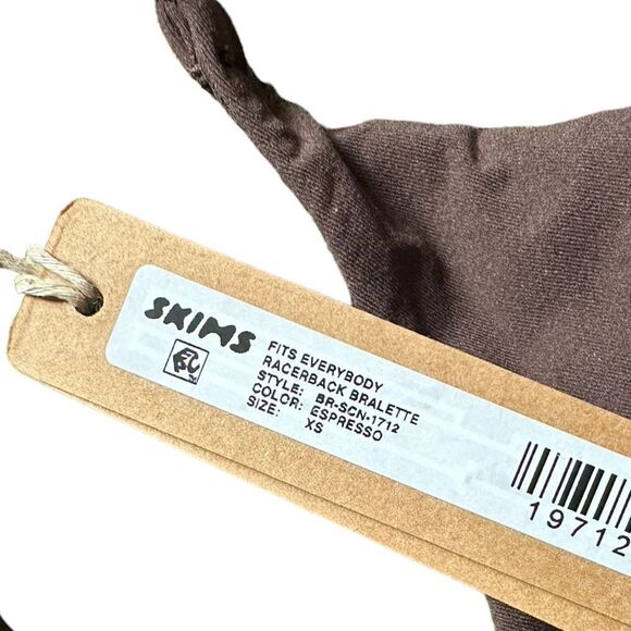 NWT SKIMS Fits Everybody Racerback Bralette In Espresso Brown Sport Bra - Picture 7 of 7